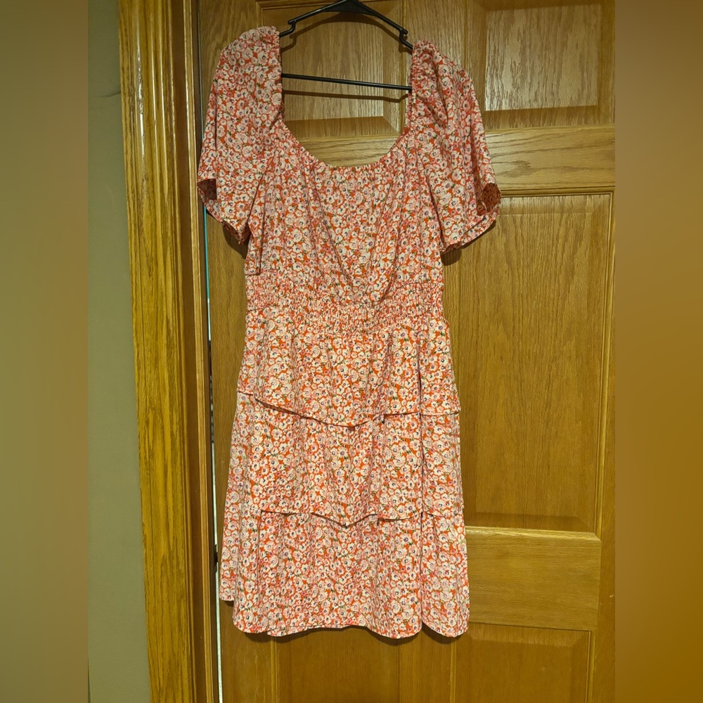 Chic Coral Floral Mini Dress